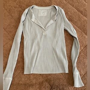 Aerie Light Gray Ribbed Long Sleeve Top